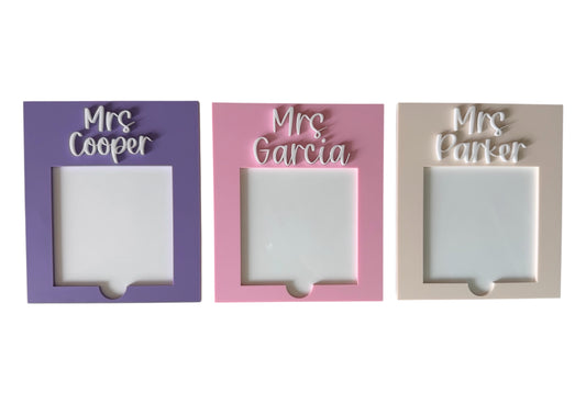 Personalized Teacher Post‑It Holder – 3D Acrylic Name Desk Accessory | Custom Teacher Gift