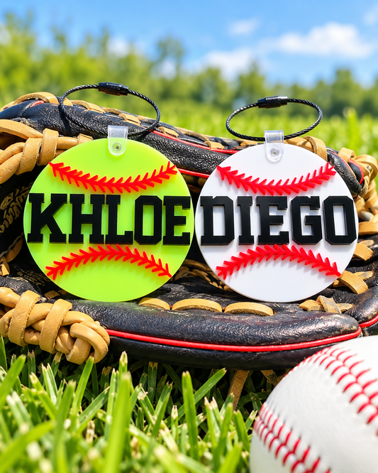 Acrylic Baseball / Softball Bag Tag