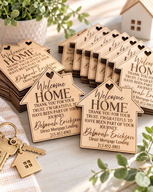 Engraved Wooden Realtor Closing Tags