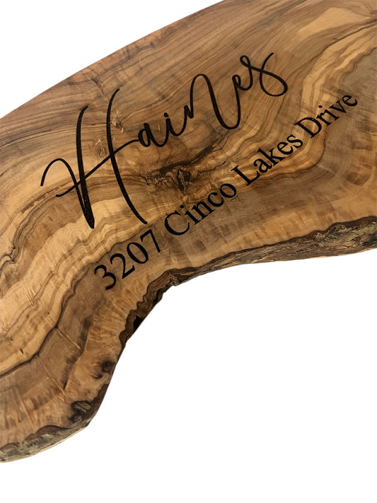 Live Edge Cutting Board - Address