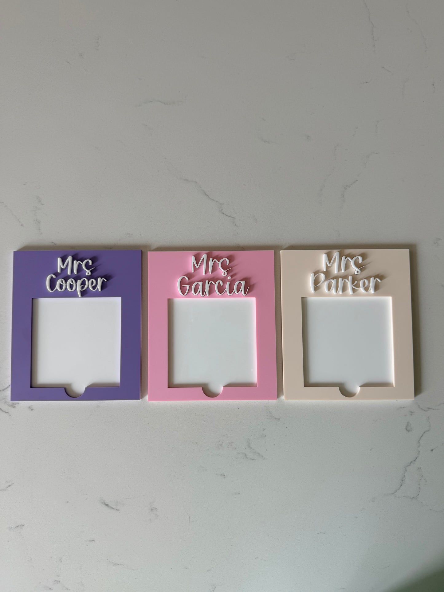 Custom Acrylic Post‑It Holder — Two‑Layer Design with Teacher Name