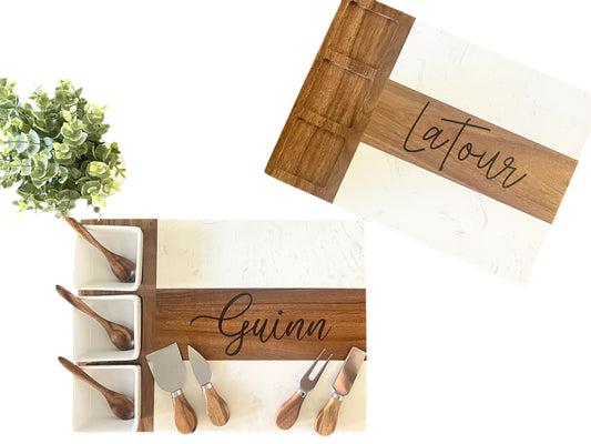Engraved Charcuterie Board Gift Set