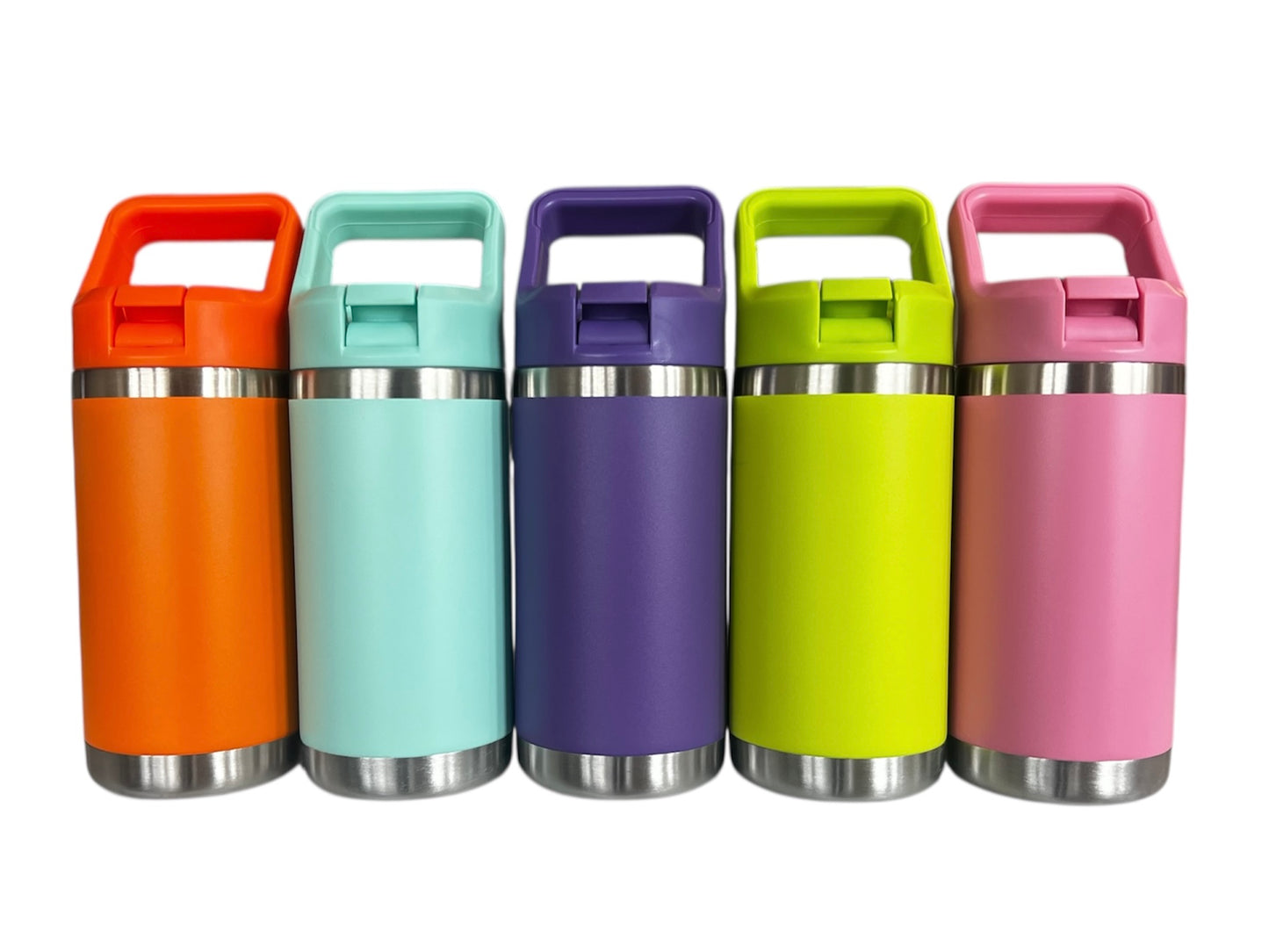 Kids Personalized Stainless Steel Tumbler with Handle – Custom Engraved Name – Spill‑Resistant Lid – Bright Color Options