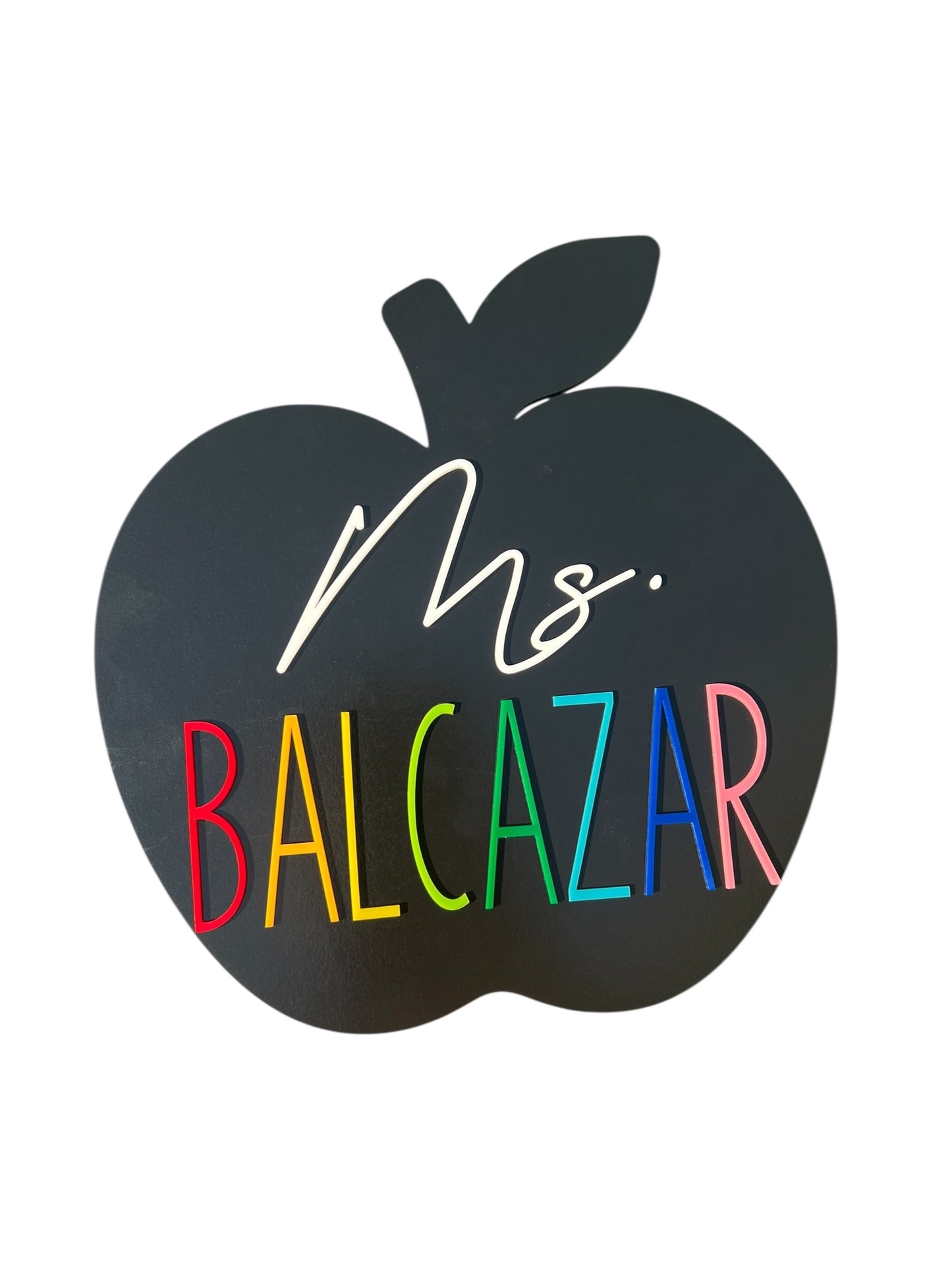 Personalized Apple Teacher Sign with Chalkboard & Dry‑Erase Back