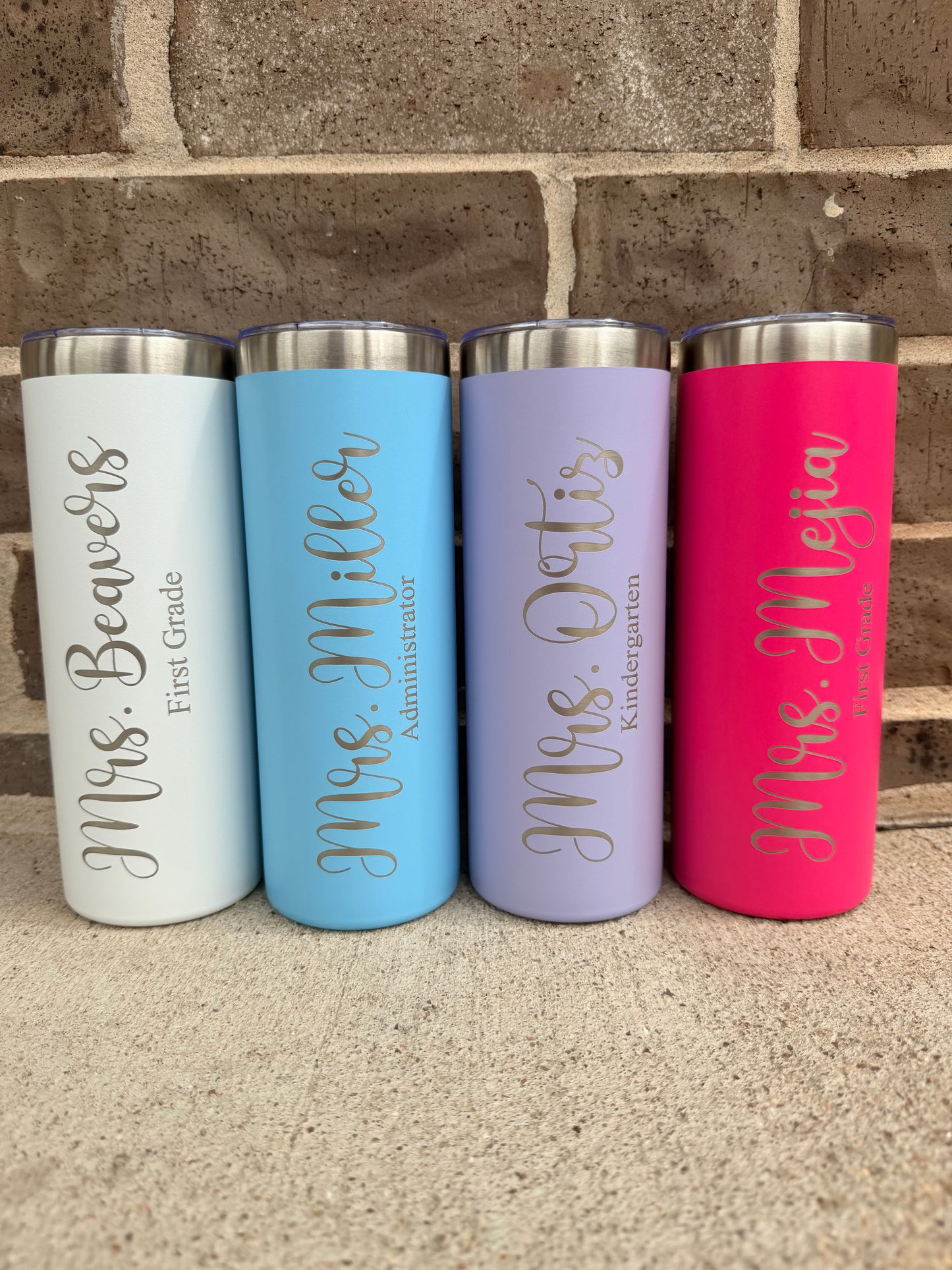 Personalized Teacher Skinny Tumbler – 20 oz Custom Name & Grade | Engraved Teacher Gift