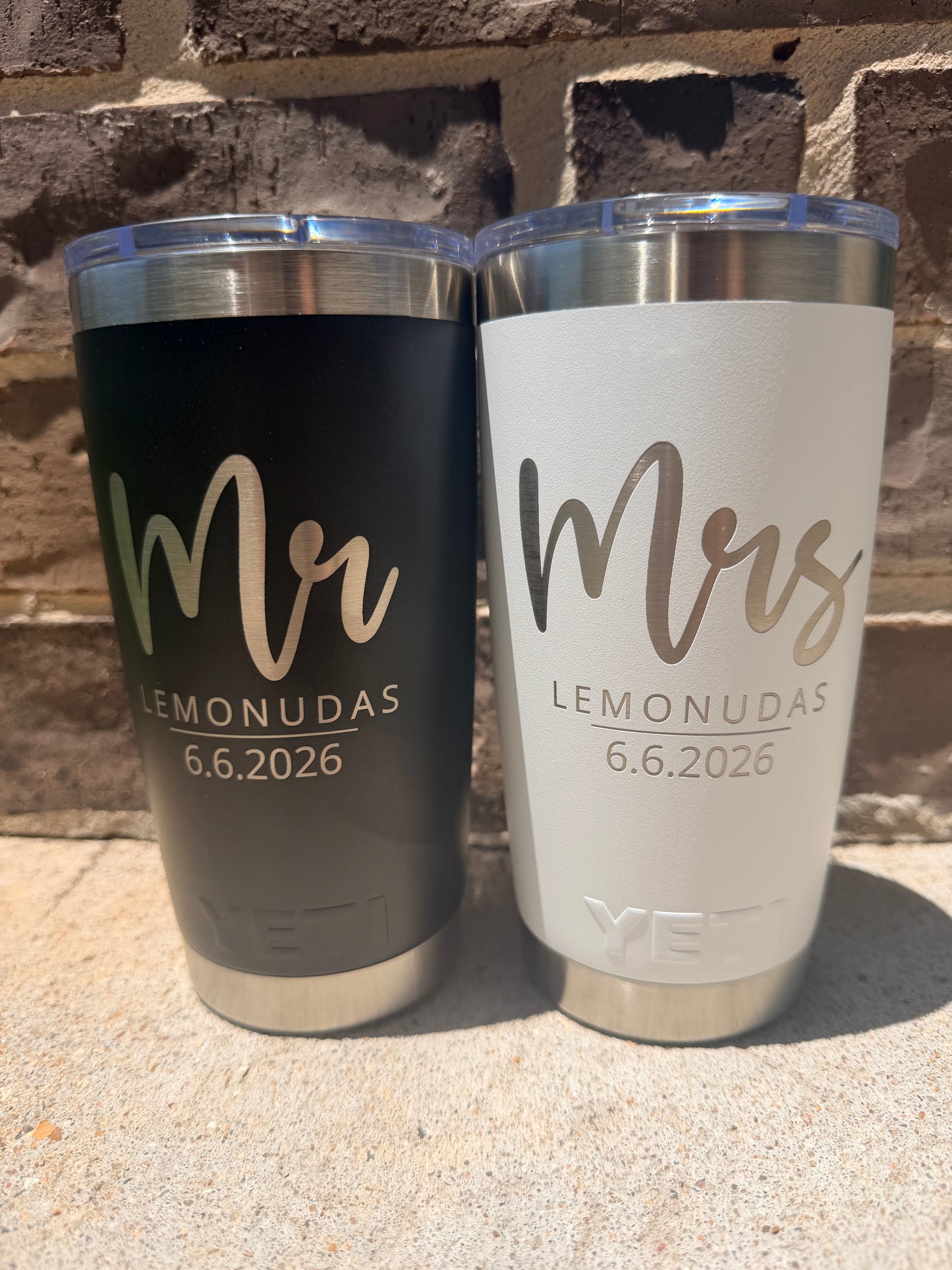 Mr. & Mrs. Engraved Tumblers – Wedding Gift, Engagement Gift, Bridal Shower Gift (YETI or Generic)