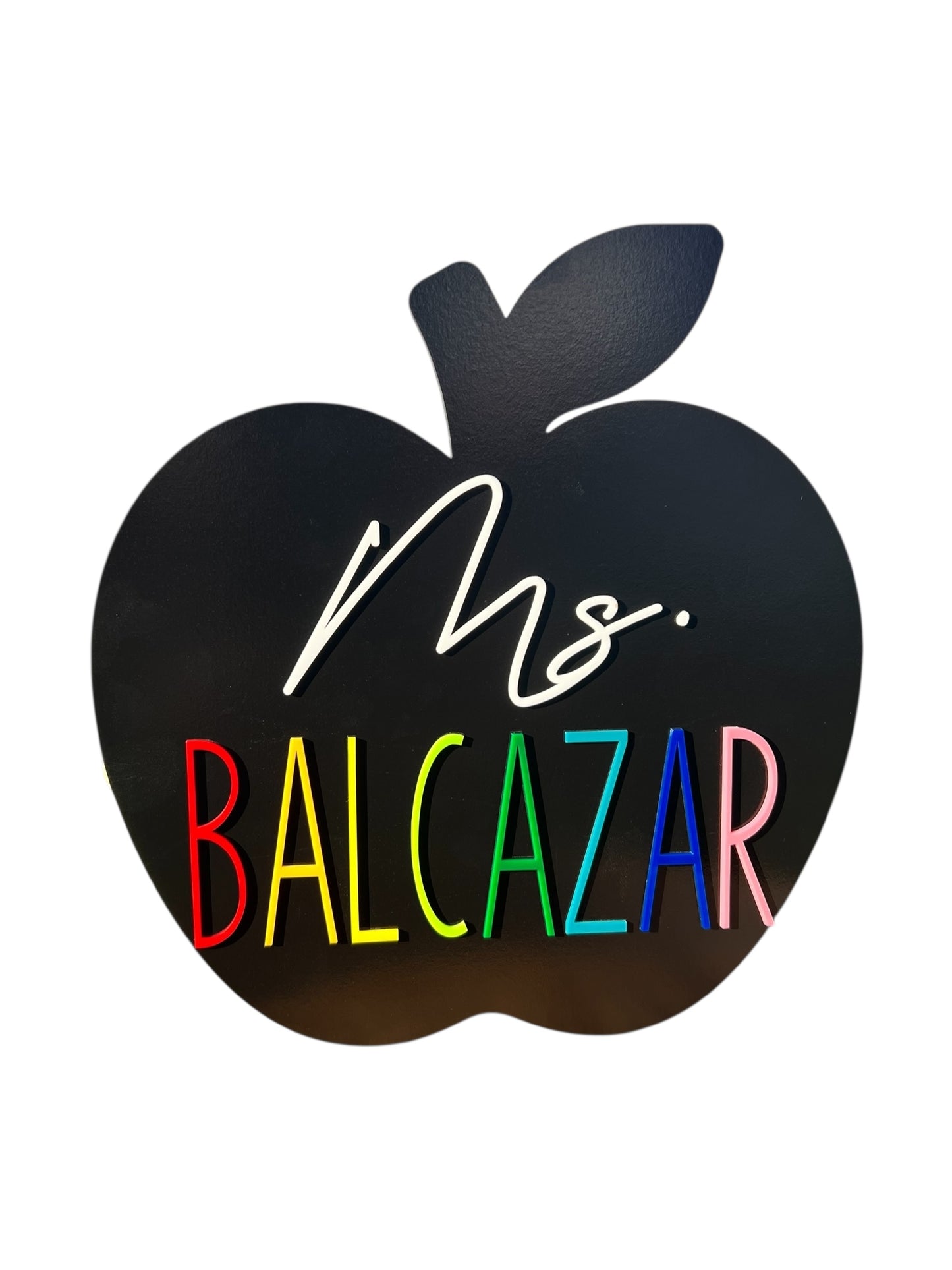 Personalized Apple Teacher Sign with Chalkboard & Dry‑Erase Back