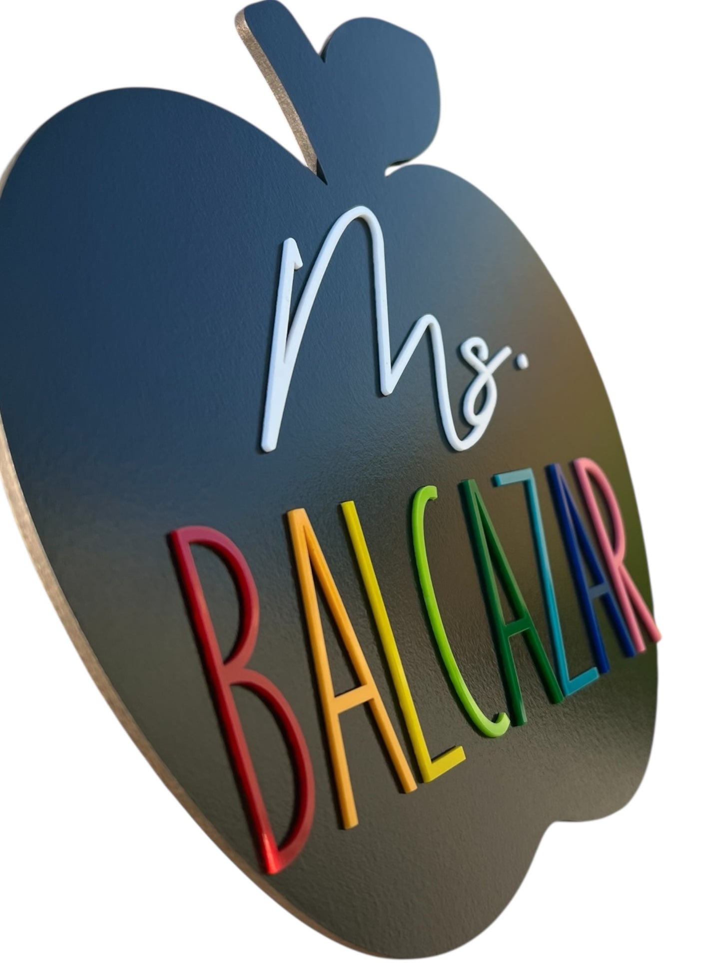 Personalized Apple Teacher Sign with Chalkboard & Dry‑Erase Back