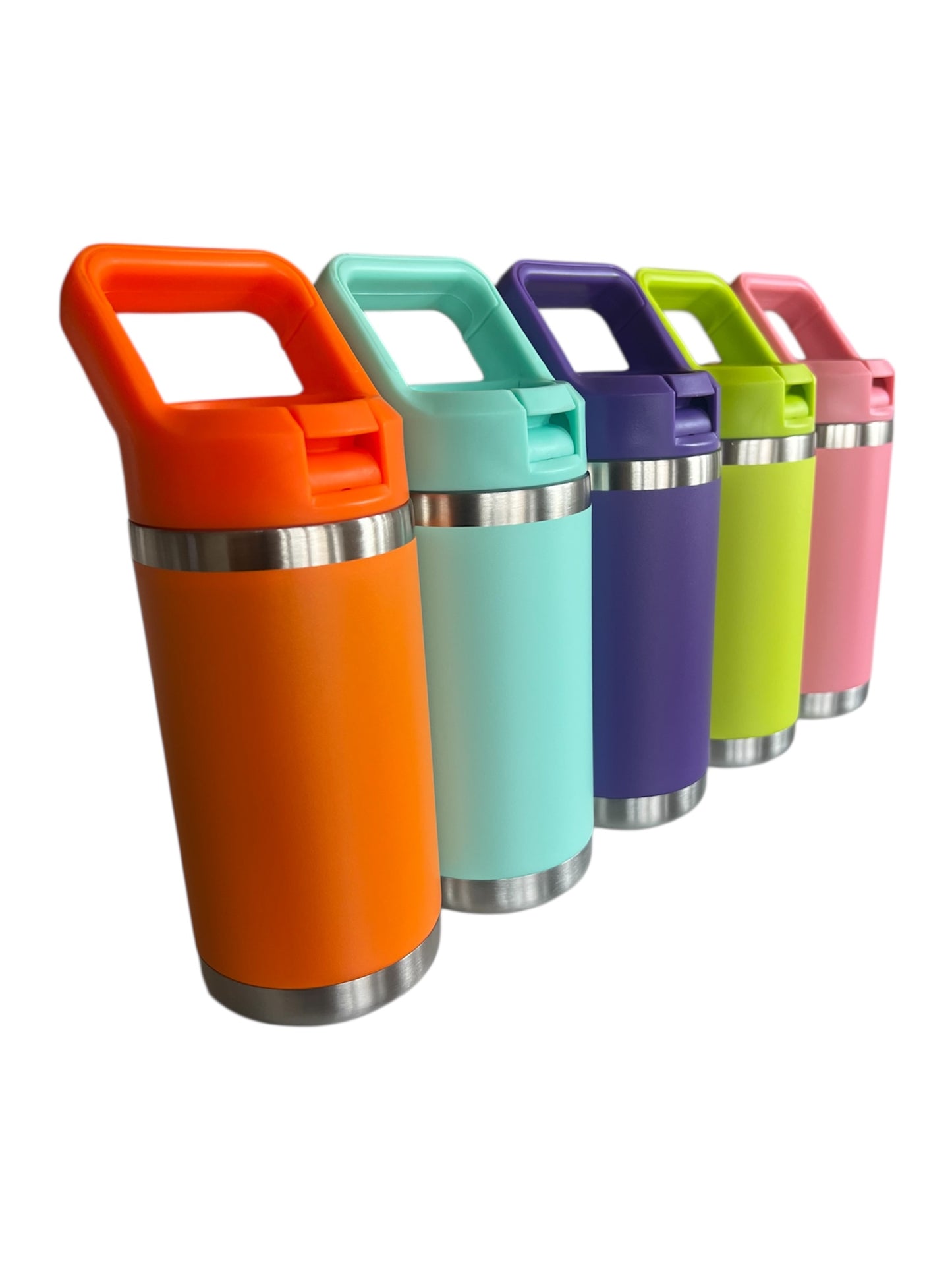 Kids Personalized Stainless Steel Tumbler with Handle – Custom Engraved Name – Spill‑Resistant Lid – Bright Color Options