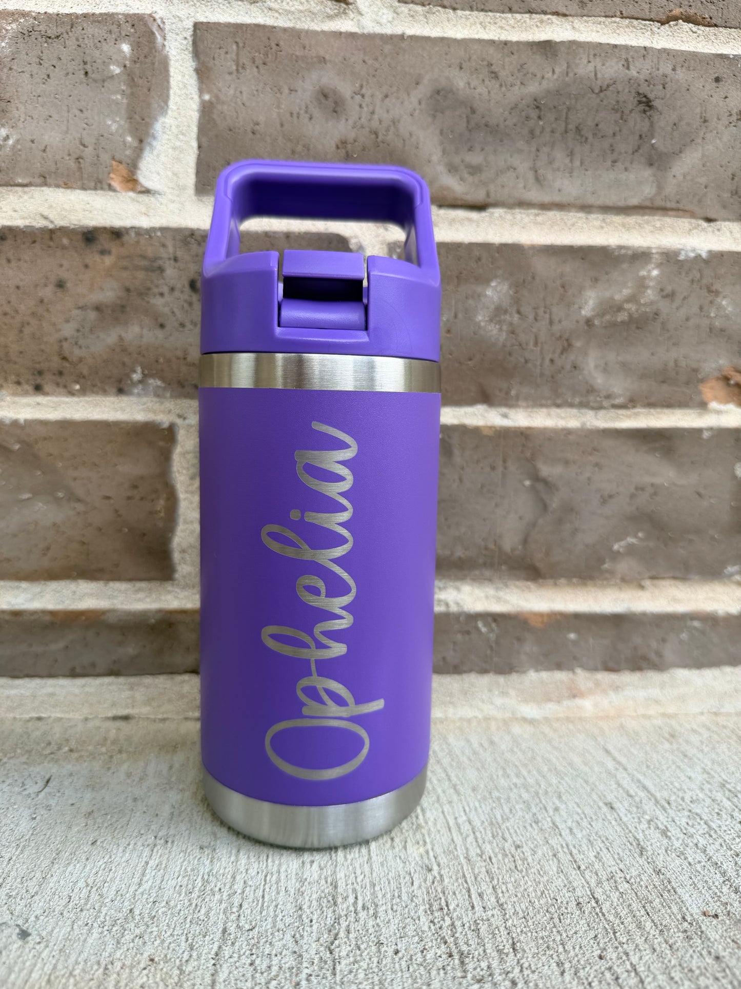 Kids Personalized Stainless Steel Tumbler with Handle – Custom Engraved Name – Spill‑Resistant Lid – Bright Color Options