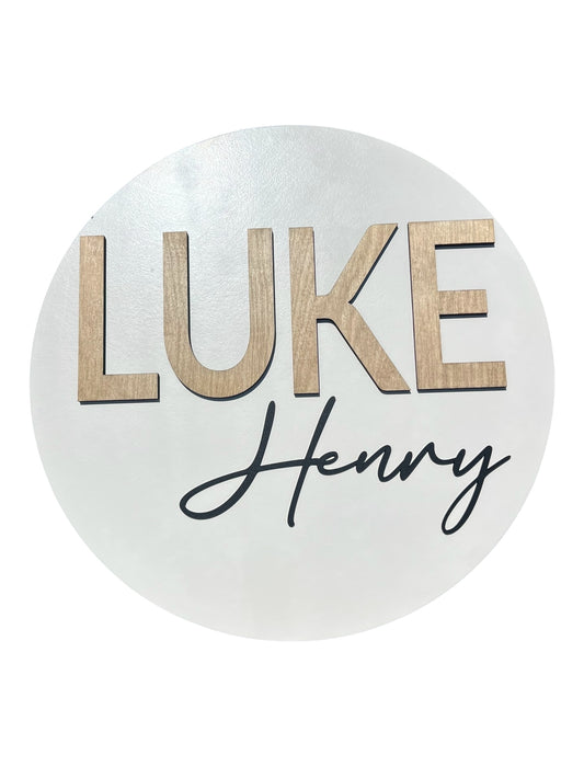 Round Wooden Name Sign