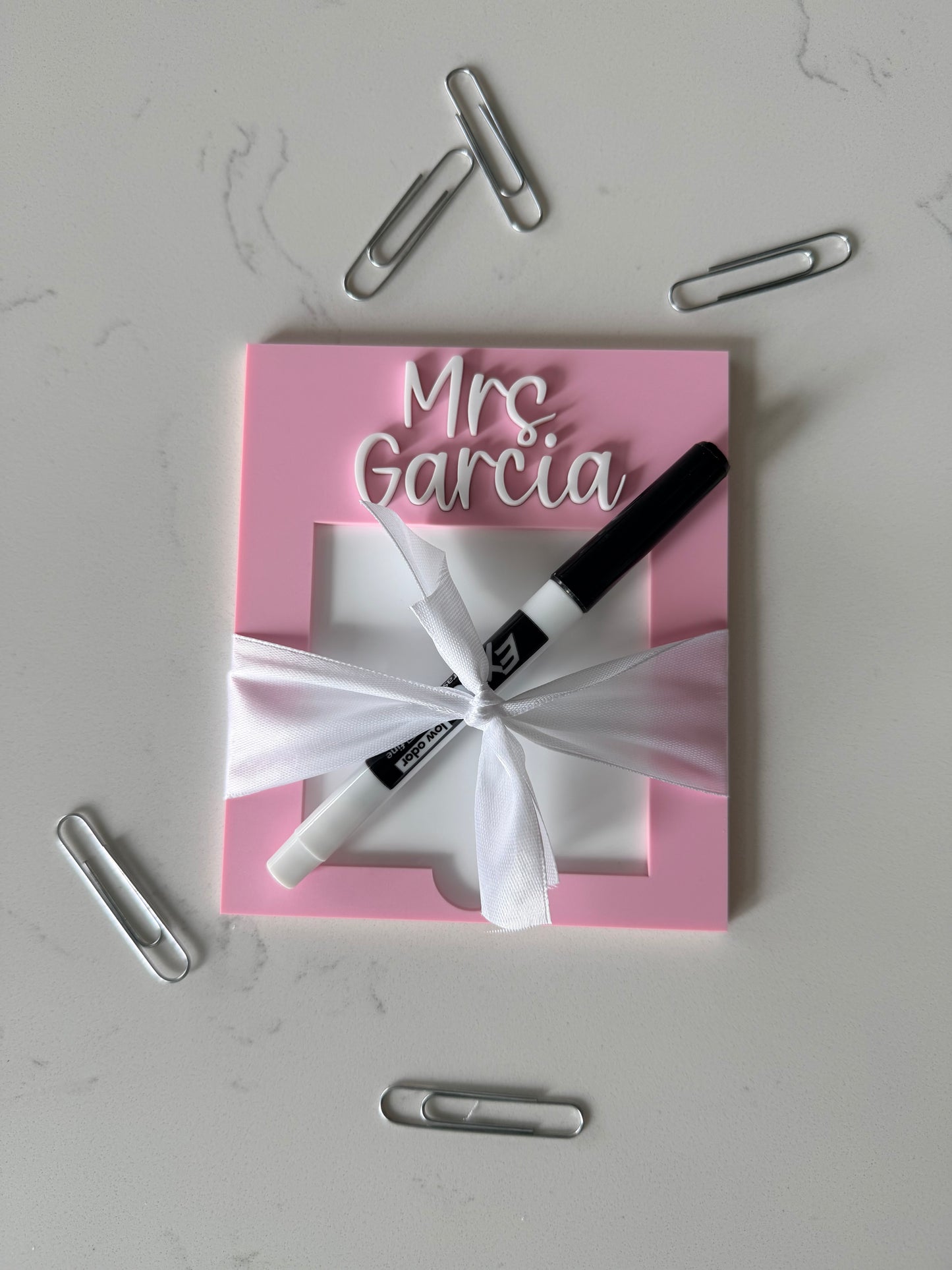 Custom Acrylic Post‑It Holder — Two‑Layer Design with Teacher Name