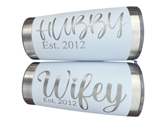 Husband & Wife Tumbler Set – Personalized Matching Tumblers