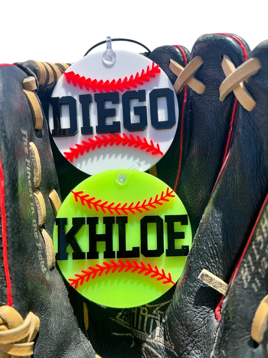 Acrylic Baseball / Softball Bag Tag