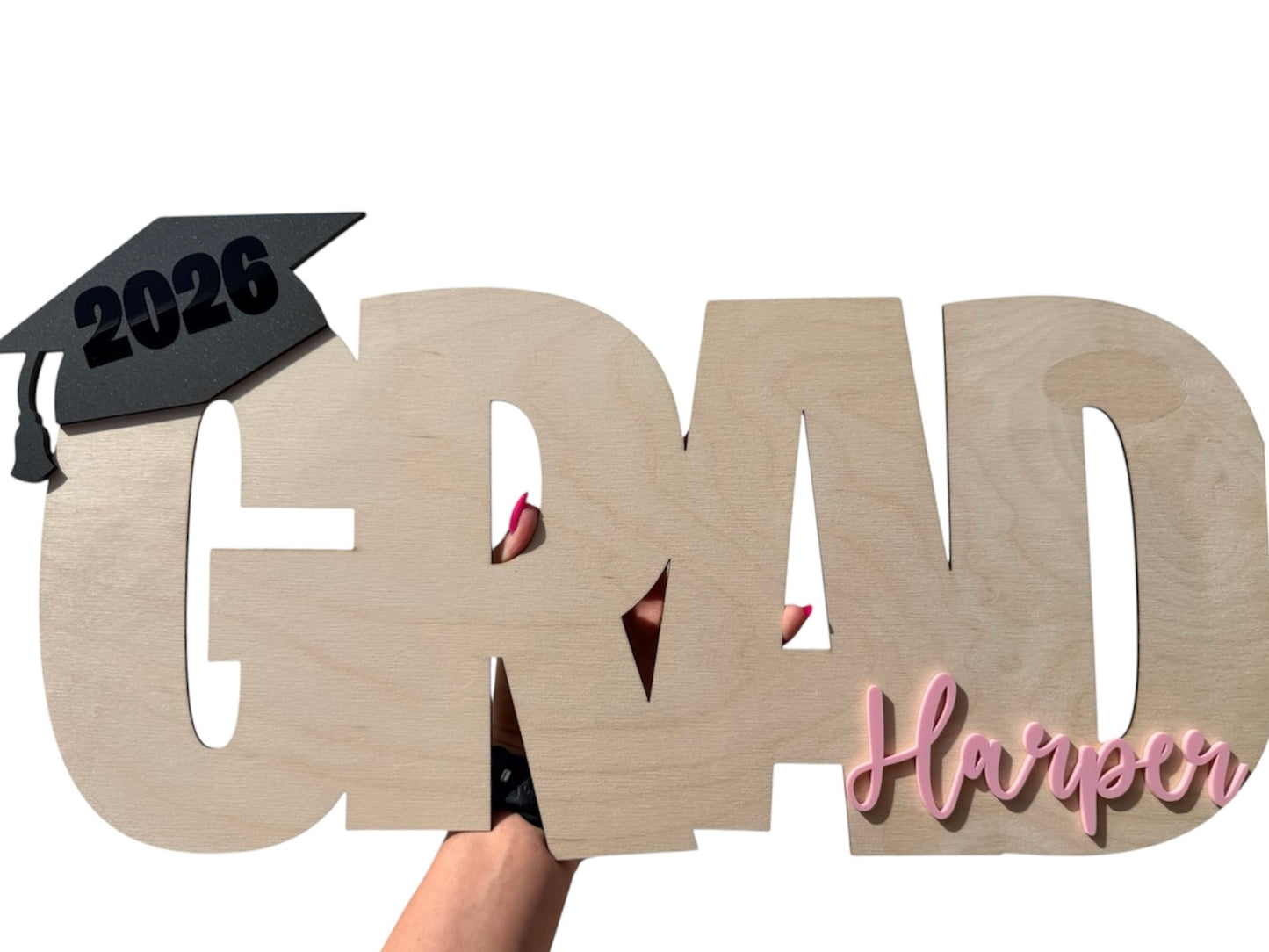 Personalized Graduation Sign - Custom GRRAD, Cap & Name Display (Class of 2026)