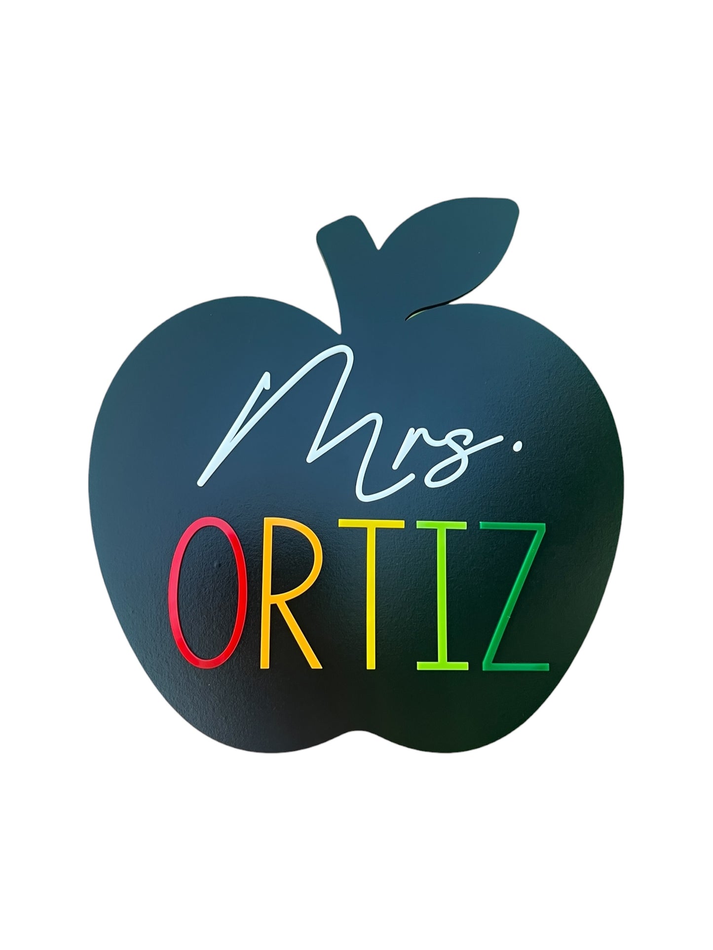 Personalized Apple Teacher Sign with Chalkboard & Dry‑Erase Back