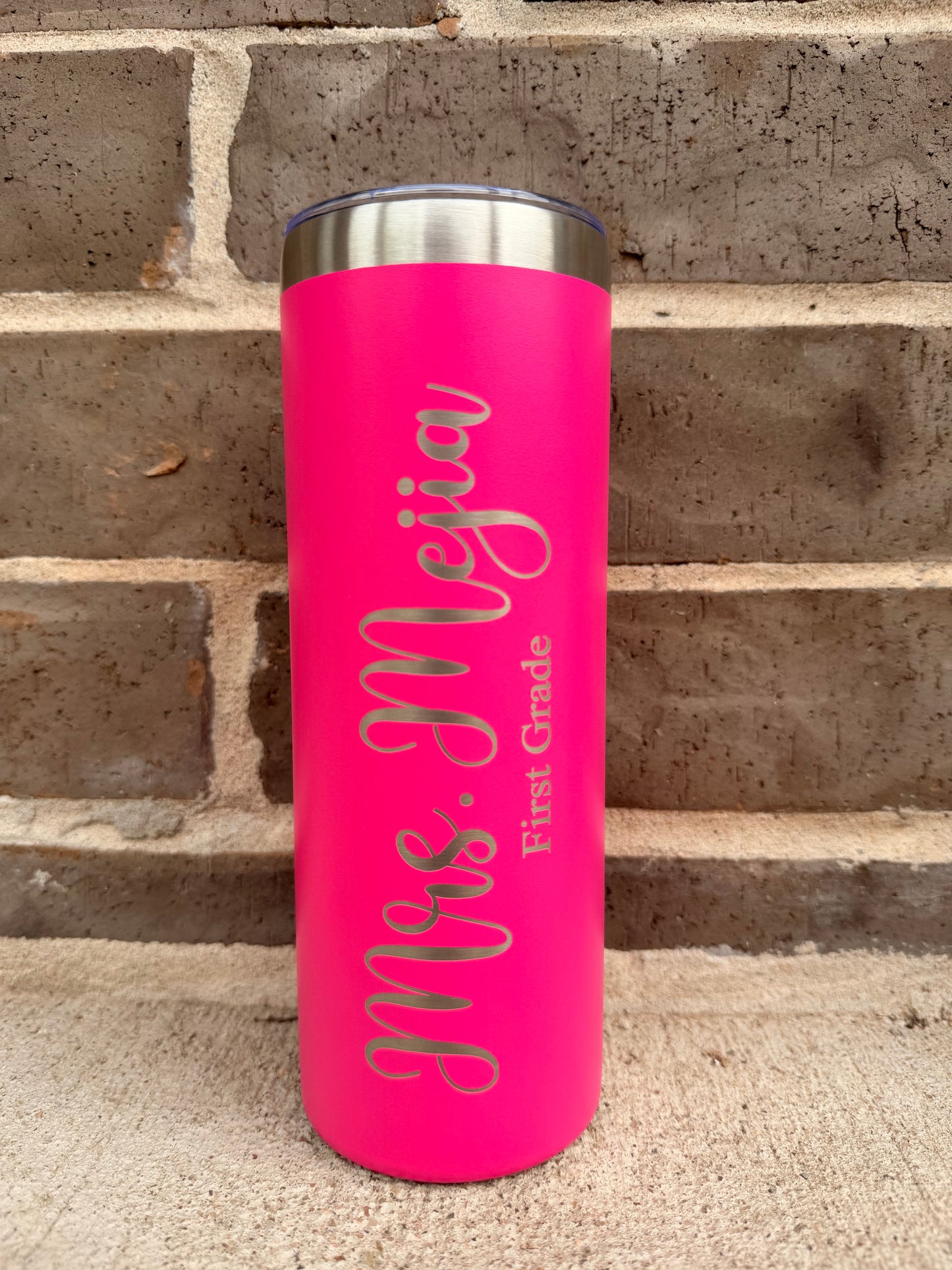 Personalized Teacher Skinny Tumbler – 20 oz Custom Name & Grade | Engraved Teacher Gift