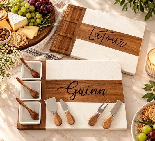 Engraved Charcuterie Board Gift Set