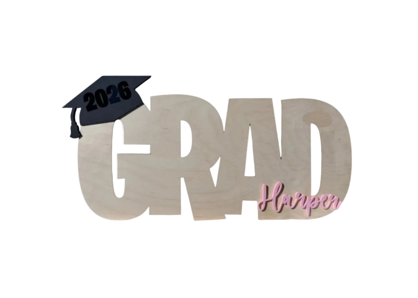 Personalized Graduation Sign - Custom GRRAD, Cap & Name Display (Class of 2026)