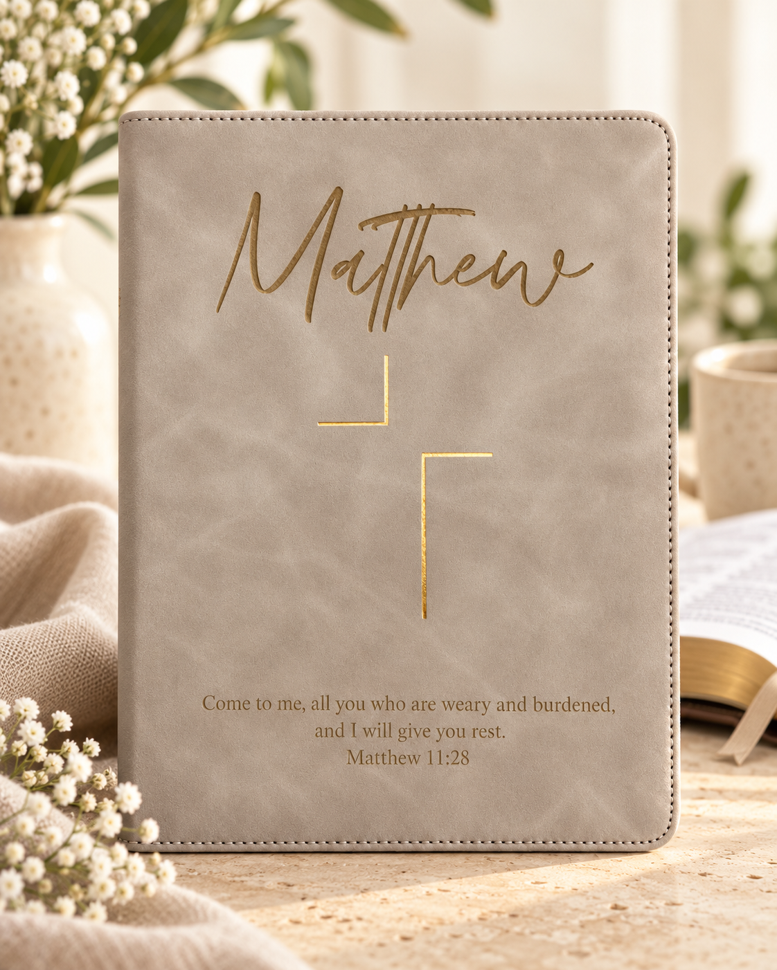 Personalized Engraved Bible — NIV Jesus Bible 
Color: Taupe