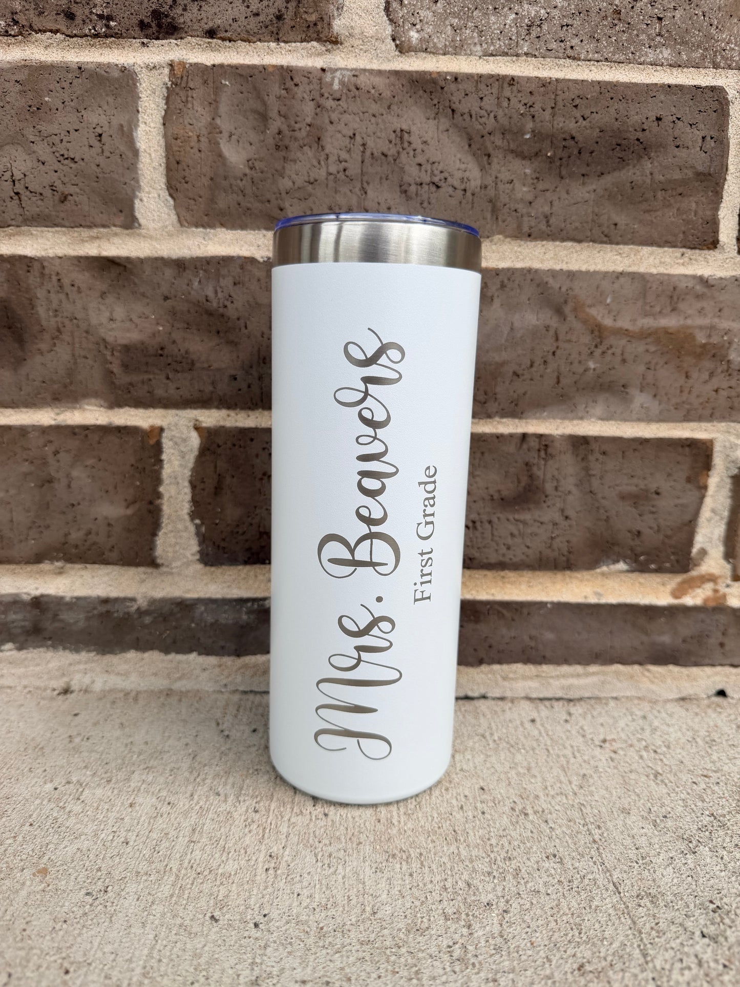 Personalized Teacher Skinny Tumbler – 20 oz Custom Name & Grade | Engraved Teacher Gift
