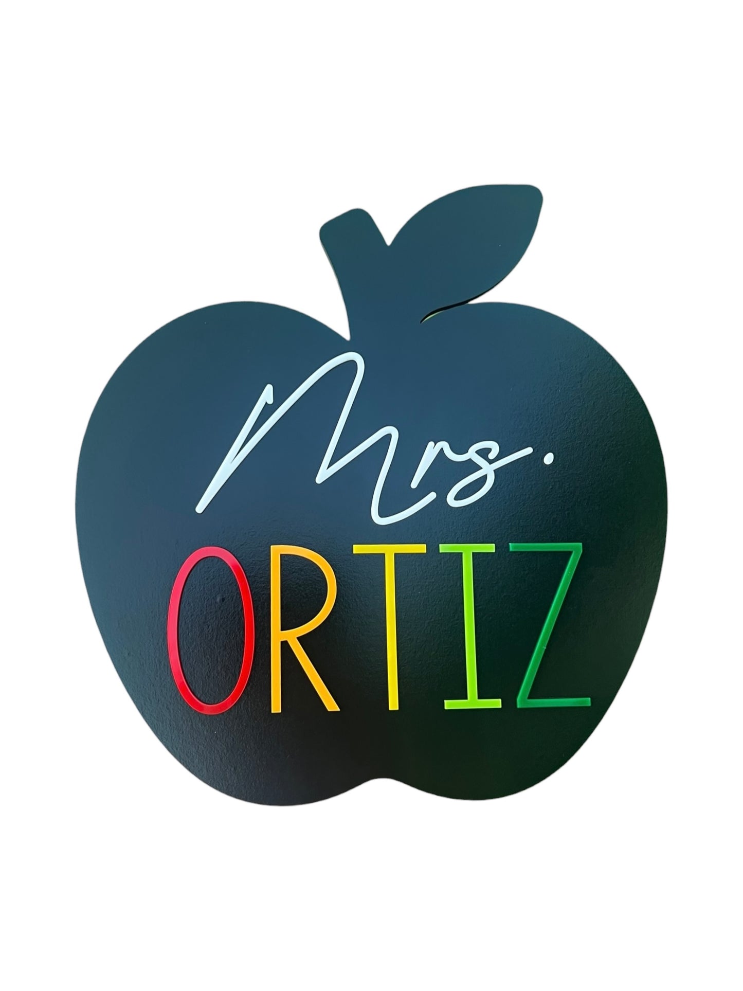 Personalized Apple Teacher Sign with Chalkboard & Dry‑Erase Back
