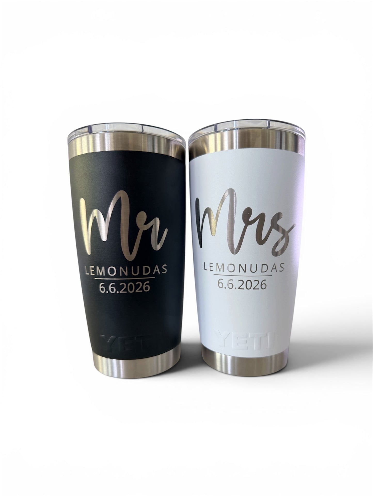 Mr. & Mrs. Engraved Tumblers – Wedding Gift, Engagement Gift, Bridal Shower Gift (YETI or Generic)