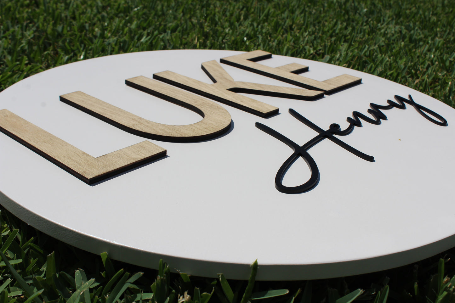 Round Wooden Name Sign