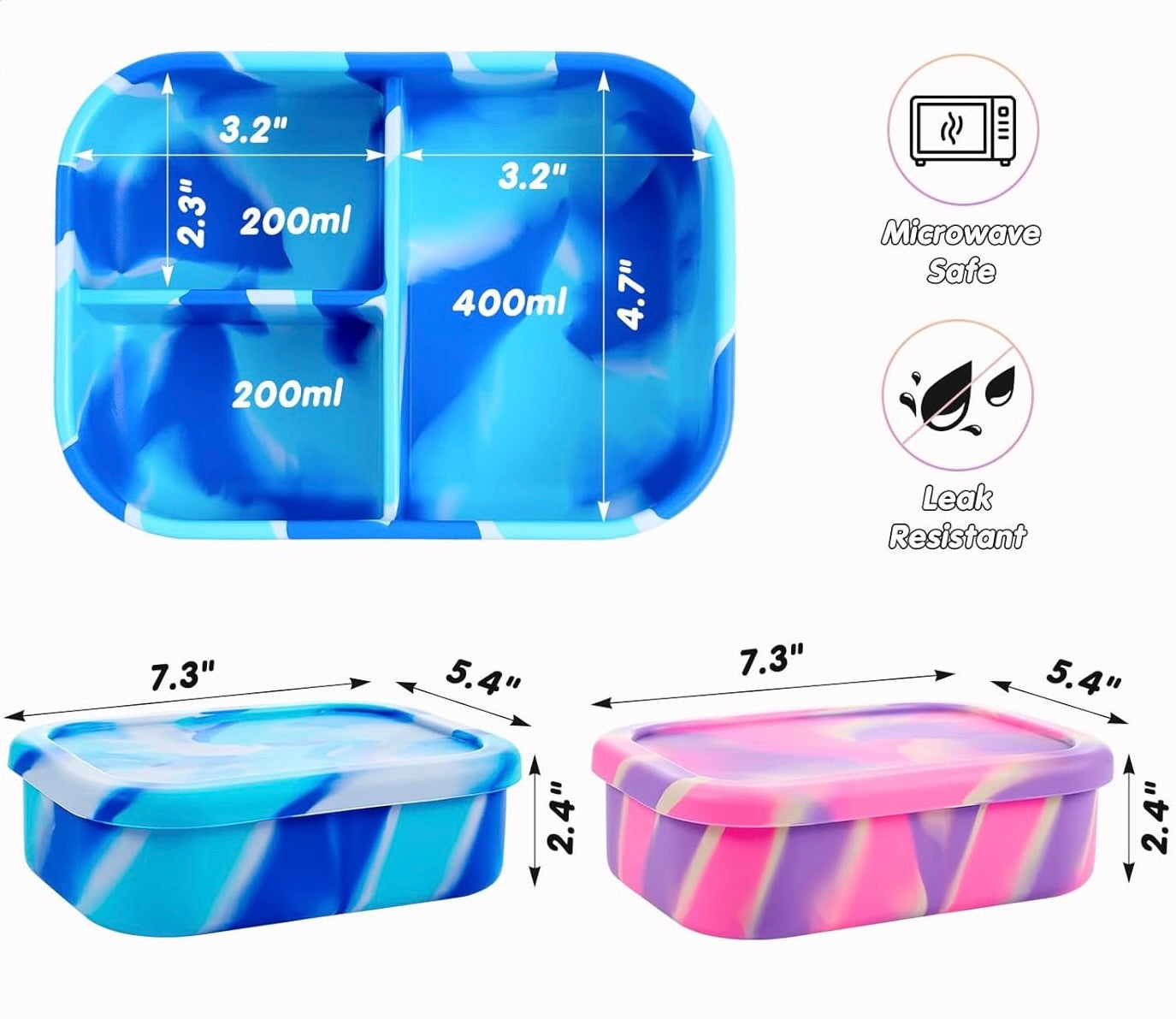 Silicone Bento Boxes - Tie-Dye