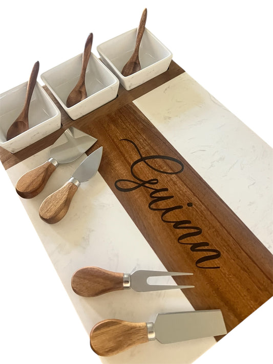 Engraved Charcuterie Board Gift Set